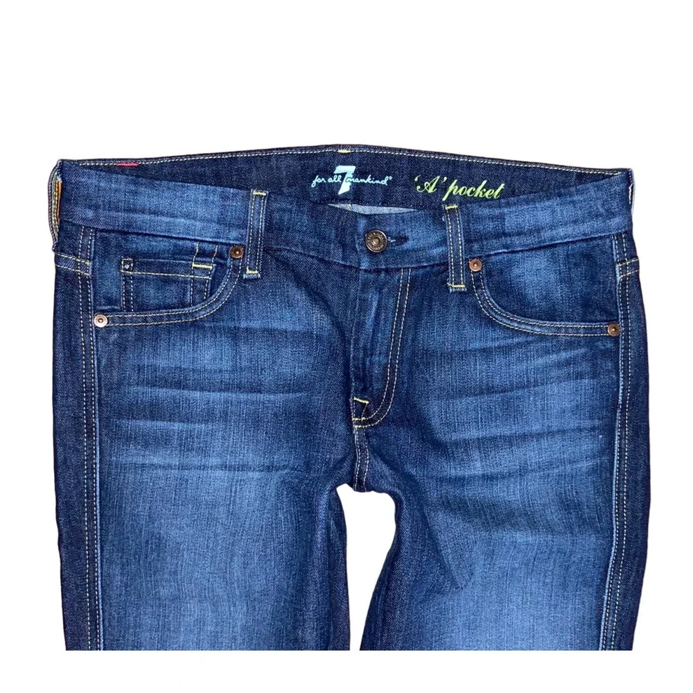 💕7 FOR ALL MANKIND 'A' POCKET Low Rise Flare Trouser Leg Jeans Size 28